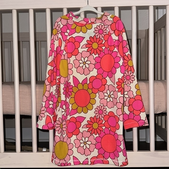 Boden Rashguard Girls Colorful Retro 60s Groovy Floral Swimsuit Long Sleeve - Picture 2 of 7